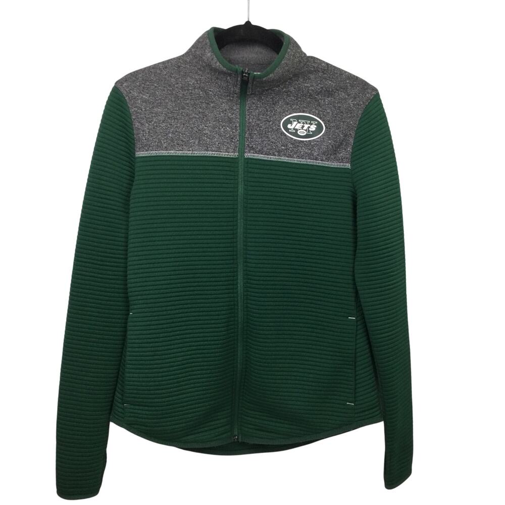 NFL Team Apparel Jets TX3 Warm Women's Ribbed Mock Neck Full Zip Jacket S